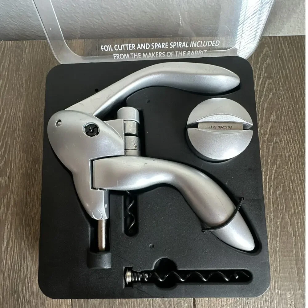 Houdini Lever Corkscrew Wine Opener Set Silver